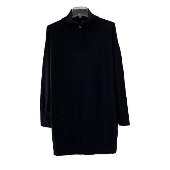 360Cashmere Women's Black Quarter-Zip Sweater Dress Small Pockets Long Sleeve - Picture 1 of 9